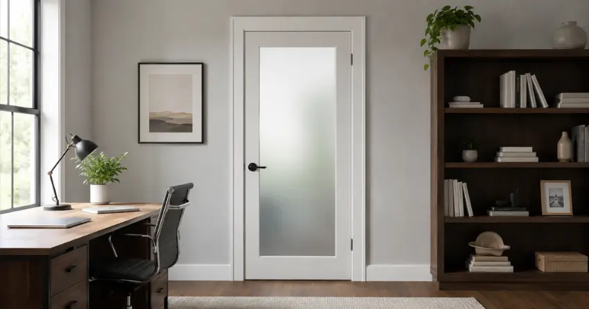 frosted interior door installed in home office in Vaughan
